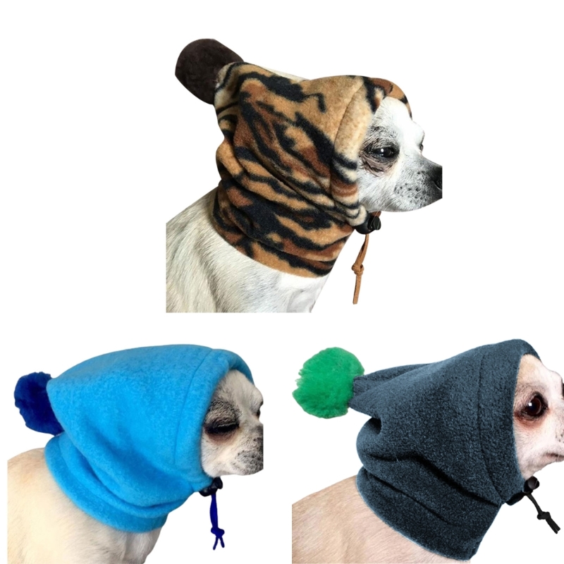 Drawstring Adjustable Hat Winter Leisure Dog Hat Solid Color Small Pet Hat Christmas Cosplay Accessories