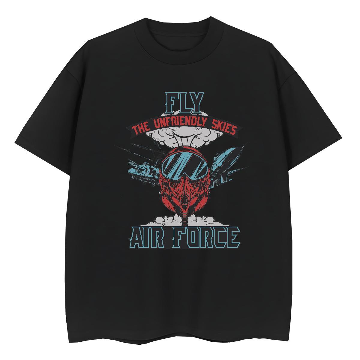 Stylist T shirt 100% Cotton 230g Short sleeve Soft Street plane Lady T shirt Popular Skull Tshirts