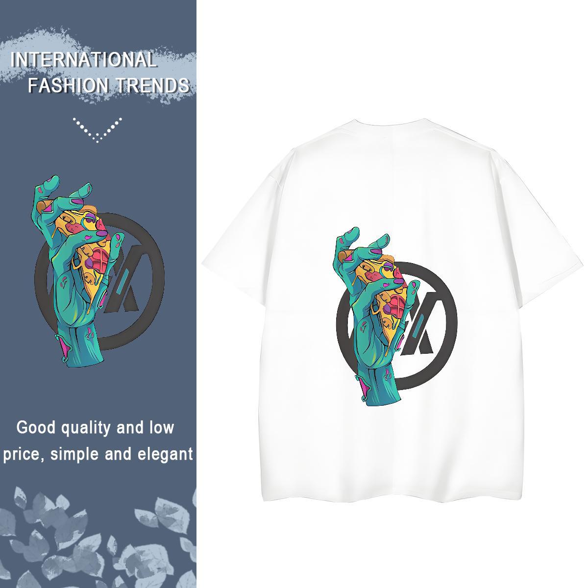 New T-Shirts 230g 100% Cotton Short Sleeve O-Neck Sport skull Women Tshirts 5A Plus Size Cartoon Tees