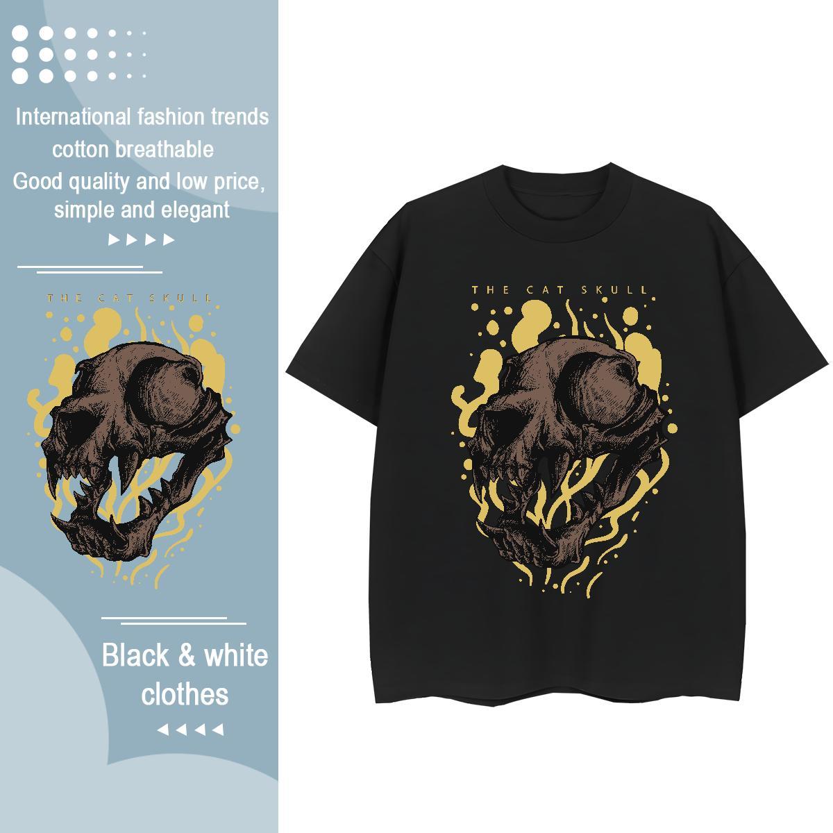 New Arrival Woman T Shirts 230g Pure Cotton Short Sleeve O-Neck Daily Outfit skull Women Tshirts Designer Cartoon Print Top Shirts