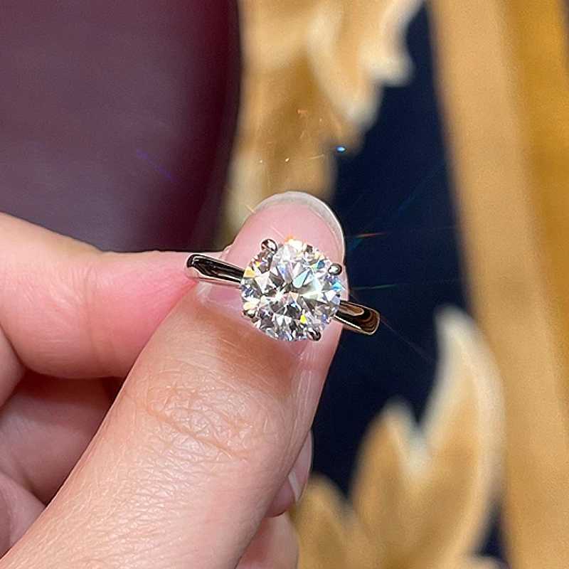 ANZIW 2 Carat All Moissanite Ring Bridal Sets Sier Solitaire Engagement Wedding Rings Stackable Eternity Bands for Women