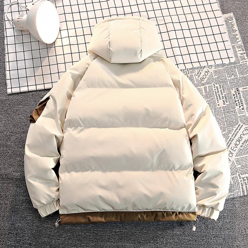 Fashion mens casual solid color hooded Parkas mens black khaki warm mens jacket padded jacket mens winter Parkas thick jacket 241007