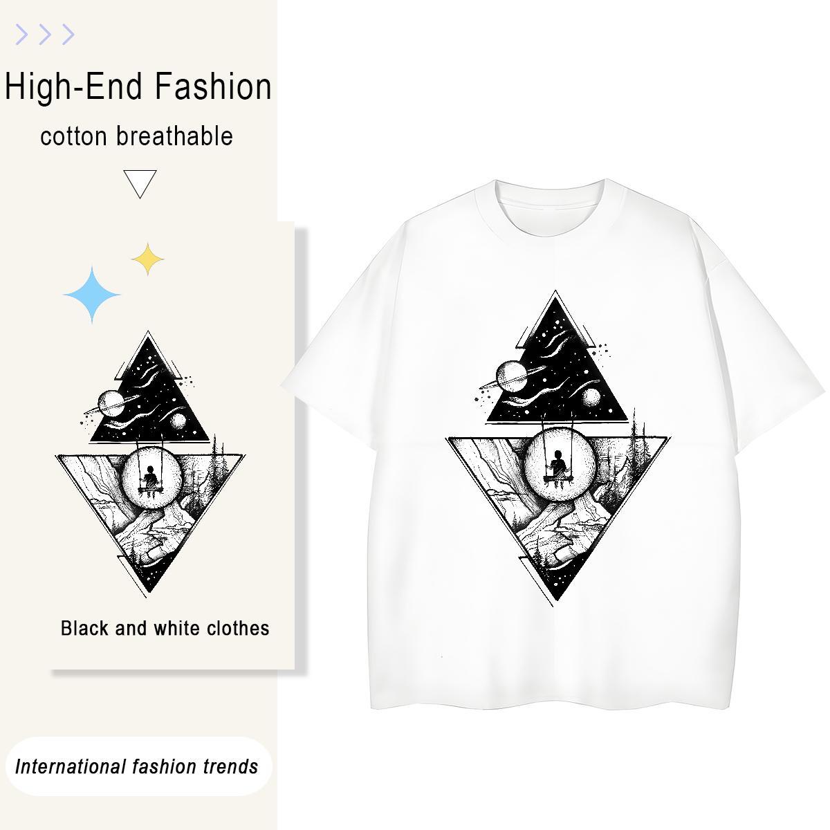 2024 Designer T Shirts Women 100% Cotton 230g Crew Neck Breathable Street eye of the devil Women Tees Wholesale Custom Printing Tops