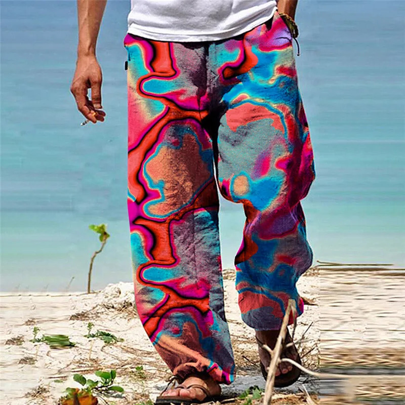 Mens Hippie Psychedelic Color Camouflage 3D Printed pants Sweatpants Casual Jogging Pants Street Wear Fall Loose Sweatpan 240930