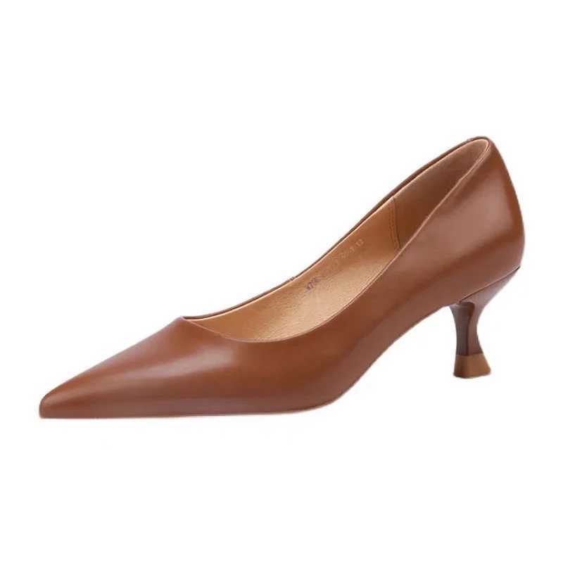 Luxury Pumps Shoes for Women Heeled Woman Medium Heel Stiletto Heels High Sandal Party Office 2019 Elegant Brown Small Heel SexyLX241014