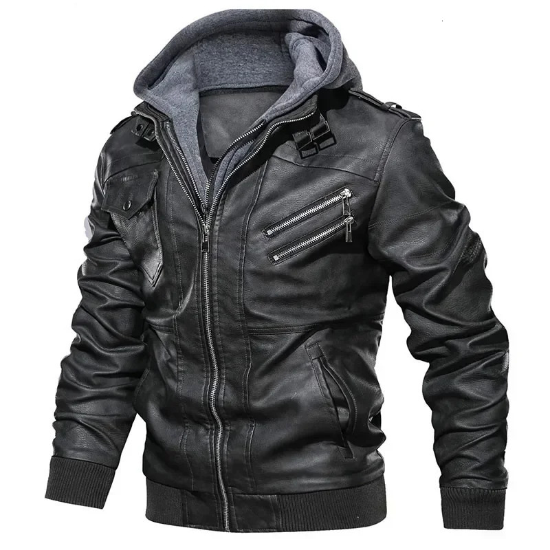 2024 Autumn and Winter Oblique Zipper Motorcycle Leather Jacket Men Retro Pu Leather Jackets Coat European Size S-XXXL 241011