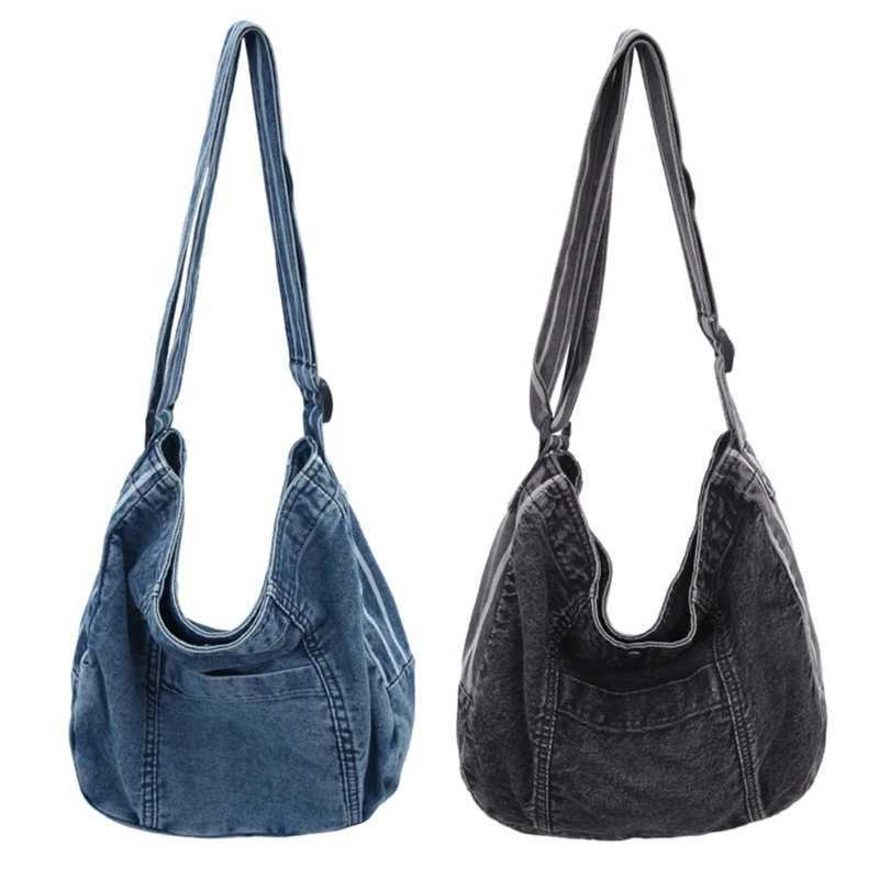 Fashionable denim canvas cross body bag with adjustable shoulder straps for women suitable for work and leisure M241014