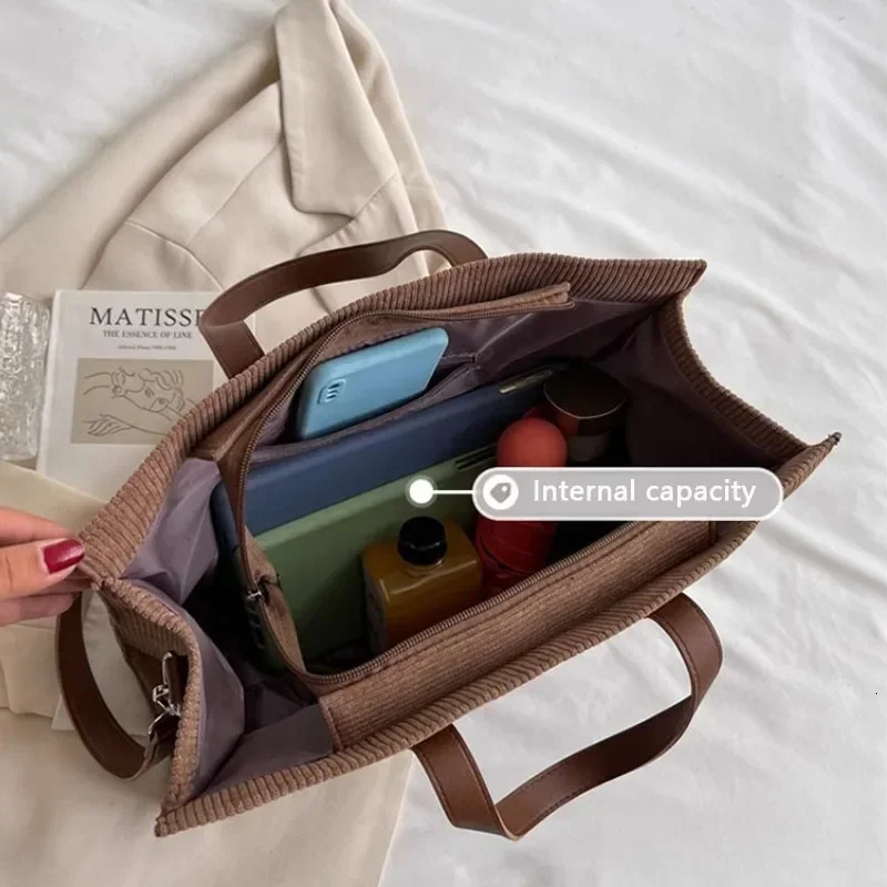 Handbags for Women Corduroy Satchel Shoulder Bags Ladies Crossbody Bag Vintage Shopper Shopping y241011