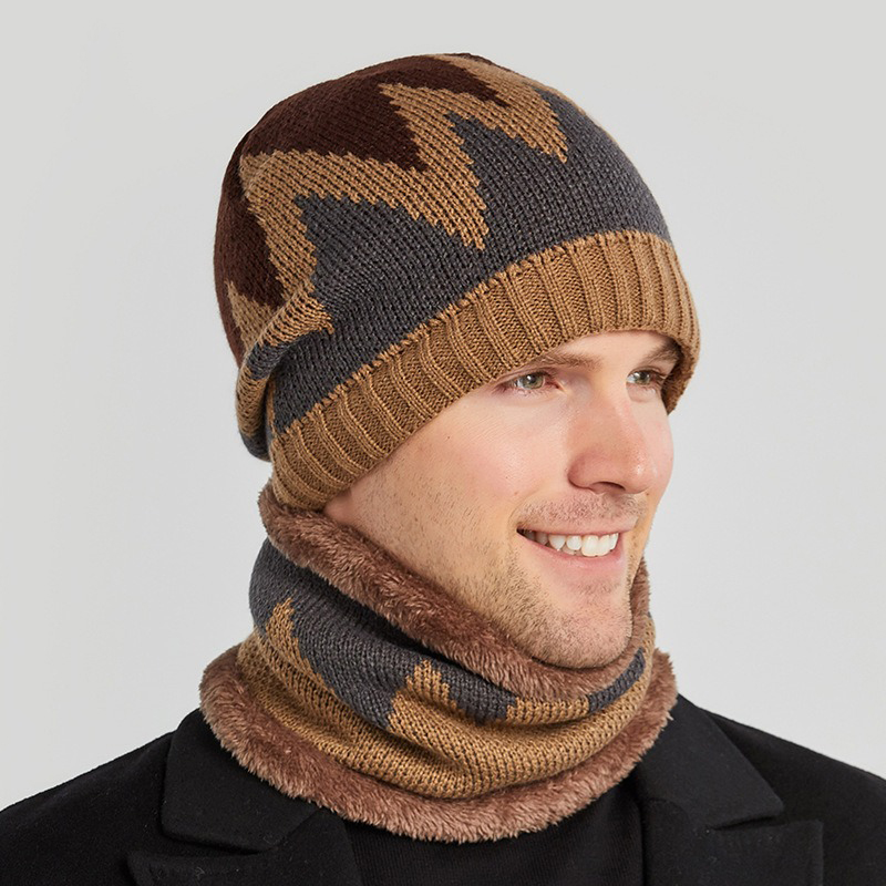 Cross Border Outdoor Men's Winter Flame Knitted Wool Hat Fashionable and Versatile Warm Cycling Windproof Hat Wholesale