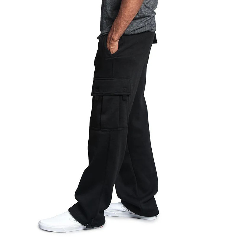 Mens Sweatpants Straight Fit Joggers for Sports and Streetwear Loose Oversized Drawstring Long Pants Men Multipocket 241011