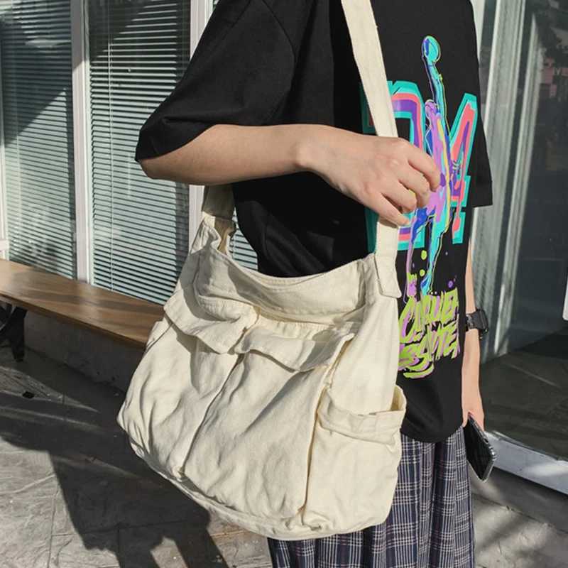 Womens retro handbag canvas youth shoulder bag messenger bag womens casual handbag cross body wallet M241014