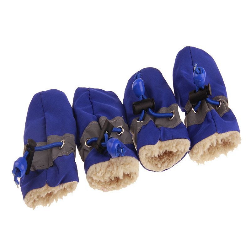 4pcs/set Waterproof Winter Pet Dog Shoes Anti-slip Rain Snow Boots Footwear Thick Warm For Small Cats Puppy Dogs Socks Booties