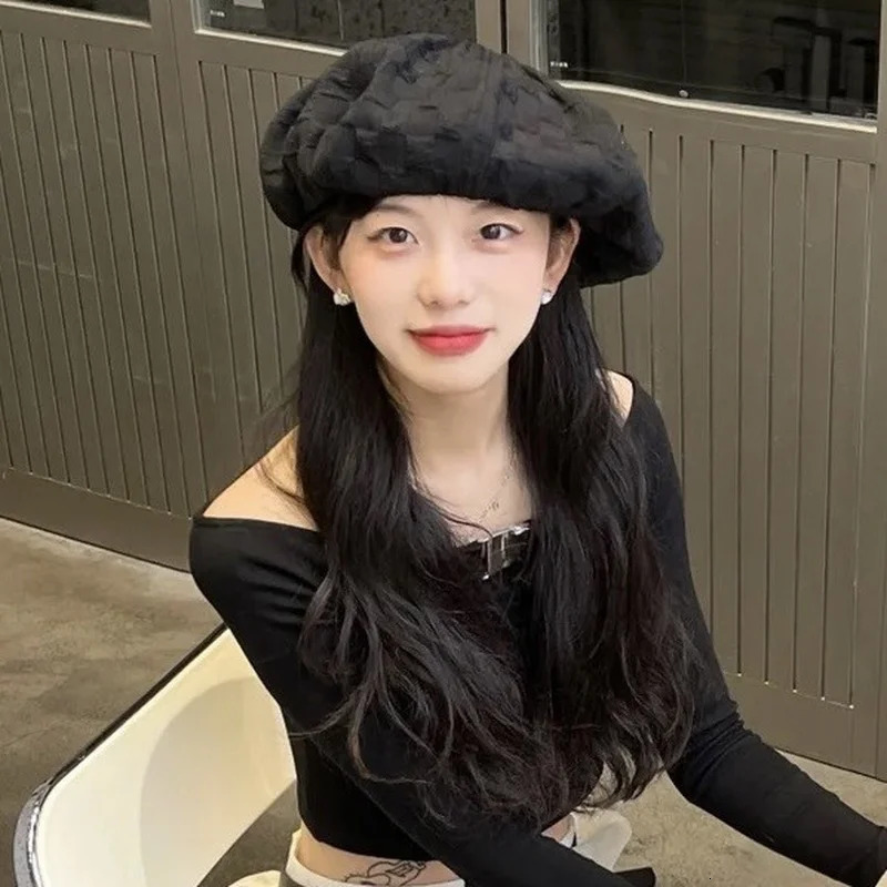 Korean Retro Plaid Beret Caps for Women Summer Fashion All-match Cloud Painter Hat Boinas Para Mujer 241009