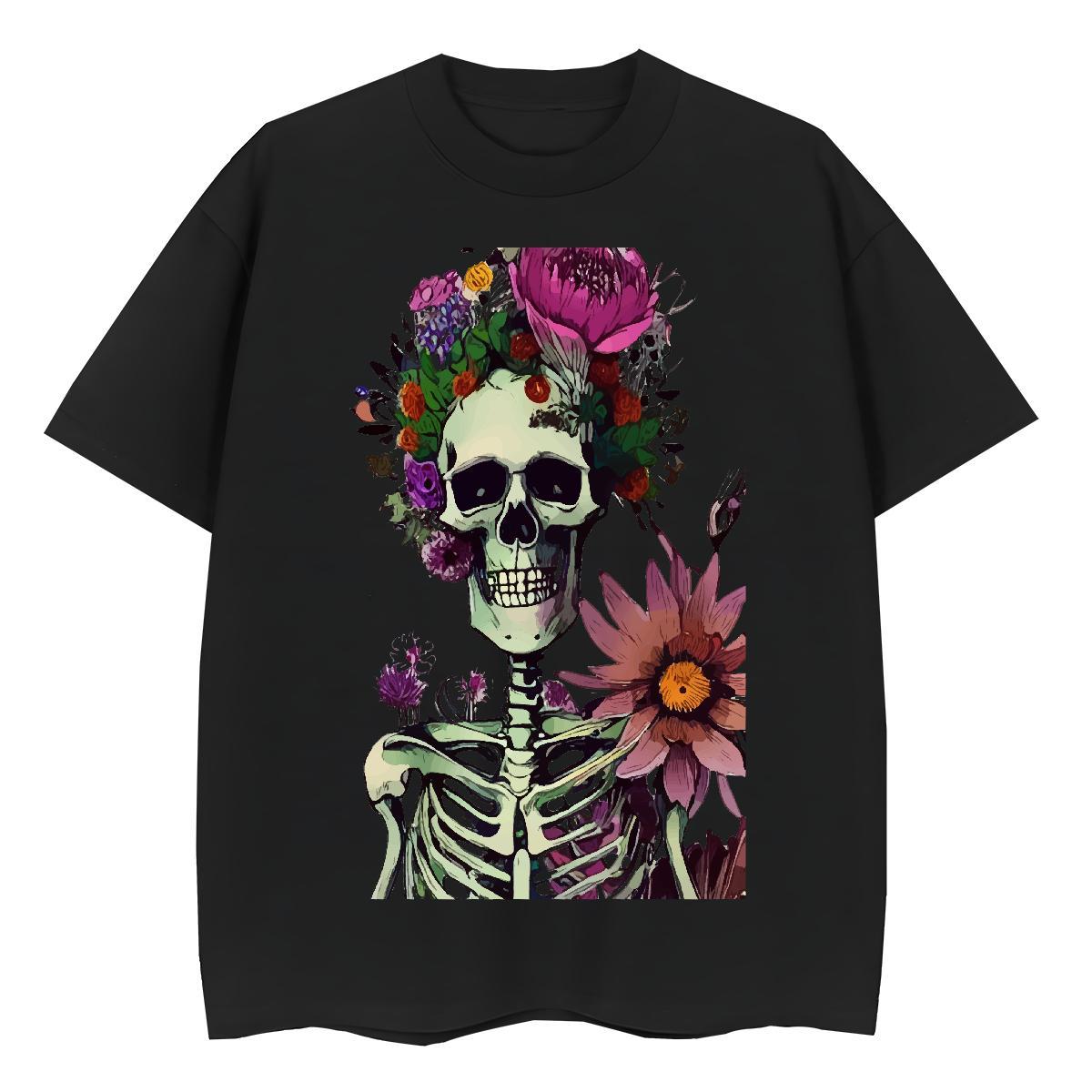 Casual New T-Shirts 230g Pure Cotton Breathable Short Sleeve Sports Casual skull Woman Tshirt Loose Customized Tshirts
