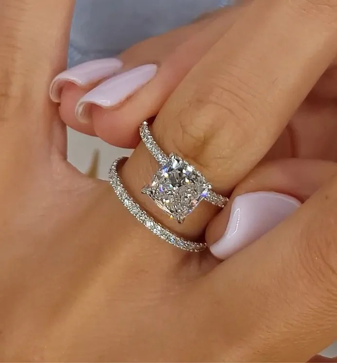 Handmade Wedding Rings Sterg Sier Cubic Zirconia Bridal Set