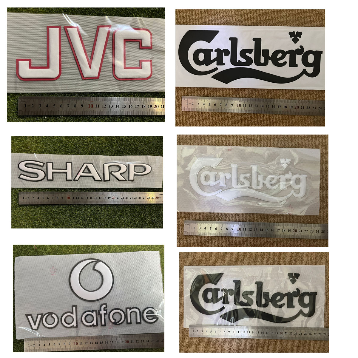 3D Flocking Sponsor Patch Vodafone Heat Transfer Soccer Patch Badge