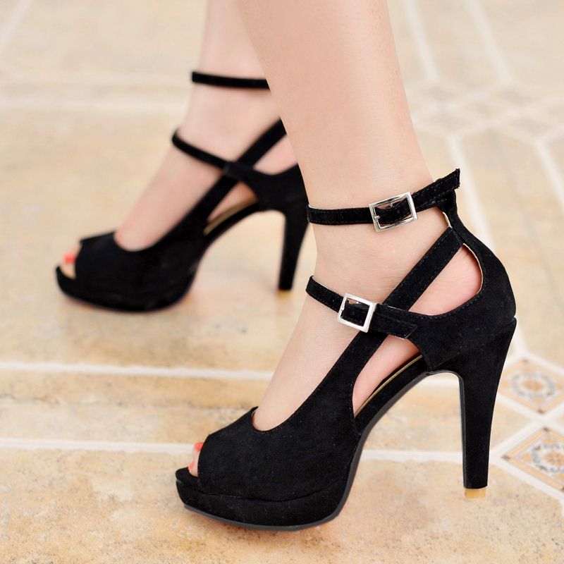 High Heel Sandals for Women Peep Toe Buckle Design Elegant Summer Dress Shoes 8cm Heel Comfortable Fit Sizes 34 to 43