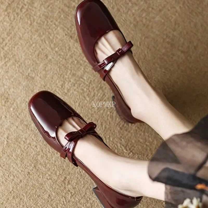 New Women Mary Jane Shoes Lady Footwear Japanese Style Lolita Low Heel Elegant Bow Leather Shoes Chunky Heel Shoes Zaptos MujerLX241014