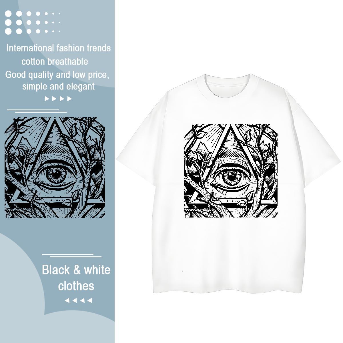 DIY T-Shirts 230g Cotton O Neck Short Sleeves Casual Sport eye of the devil Tshirt for Man Woman Nice DIY Printed Tee Shirt