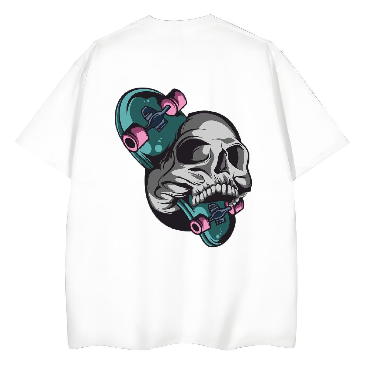 Fashion Womens T Shirts 100% Cotton 230g Comfortable Street Casual skull Women Tshirts Brand Cartoon Print Tee Shirt