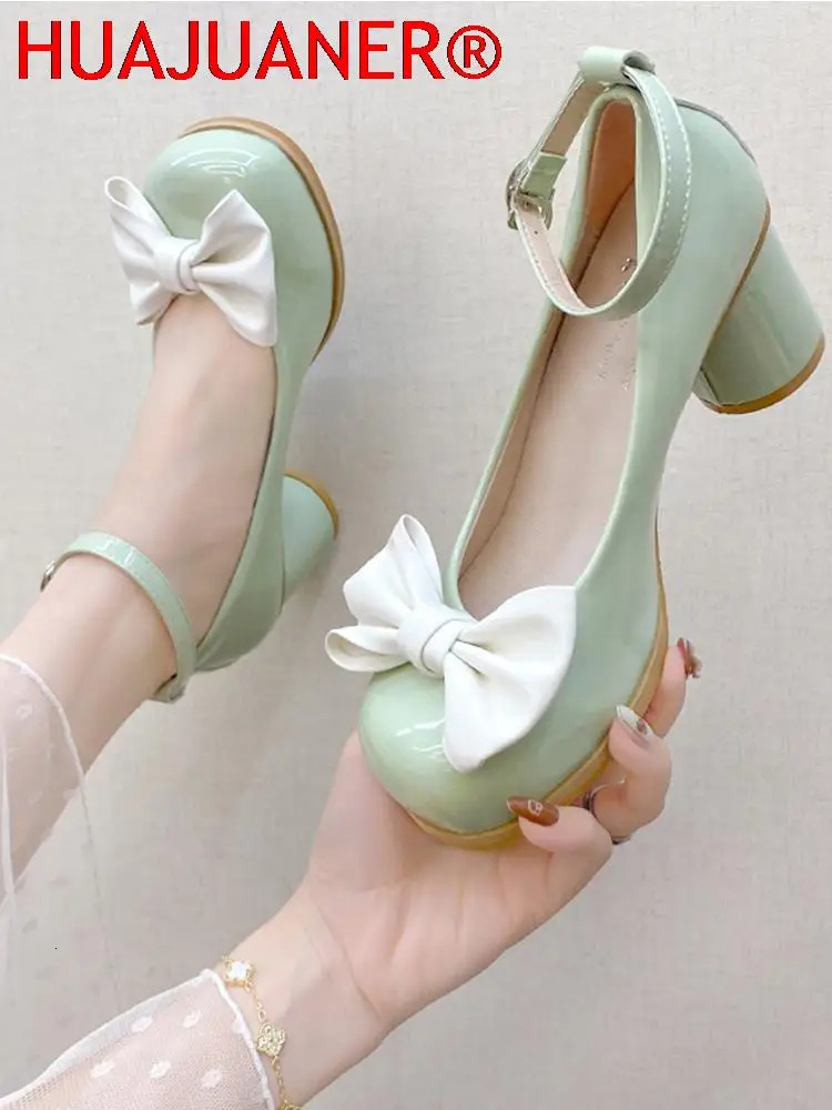 2025 new High Heels Women Mary Janes Lolita Retro Dress Thick Pumps Summer Sandals Party Bow Ladies Shoes Prom atos 241014