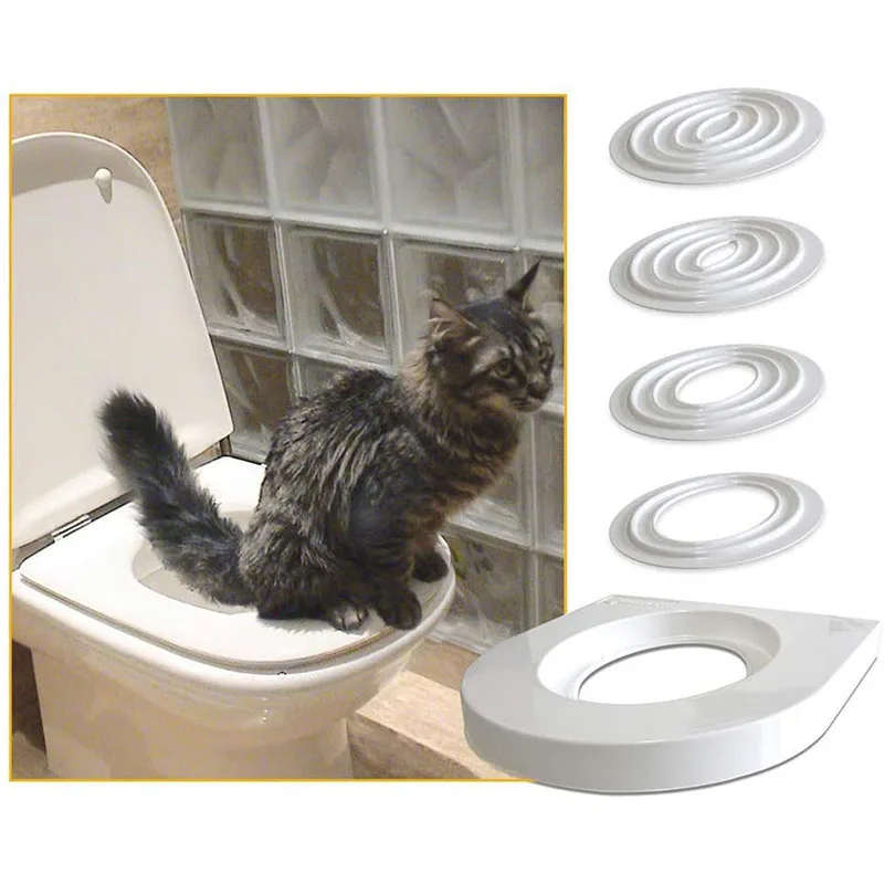 Cats Toilet Training Kit PVC Pet Litter Box Tray Set Professional Puppy Cat Cleaning Trainer Toilet for Cat Training Toilet Seat