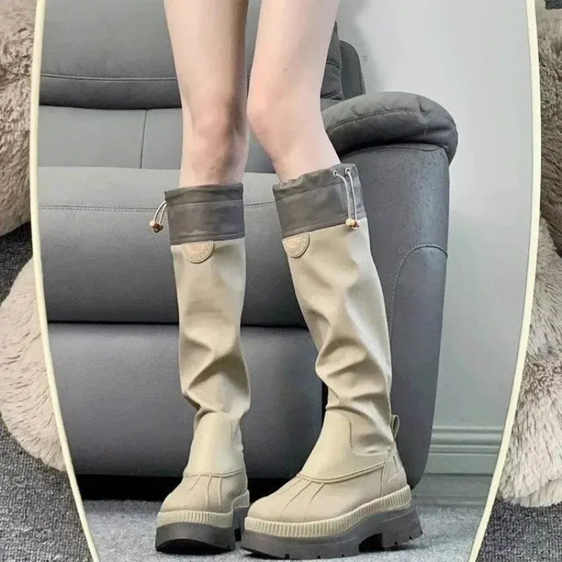 Designer Boots Winter 2024 Platform Thigh Women Square Toe Chunky Party Knee High Wedge Long Woman Boots