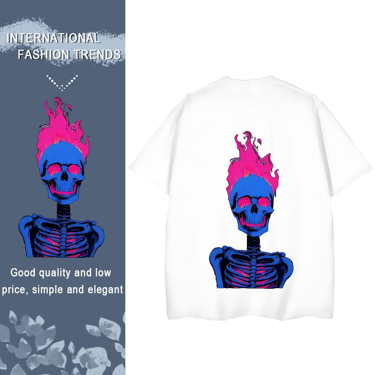 Designer Woman T Shirts 100% Cotton 230g Comfortable Street Wear skull Lady T shirt Nice Cartoon Anime Polos