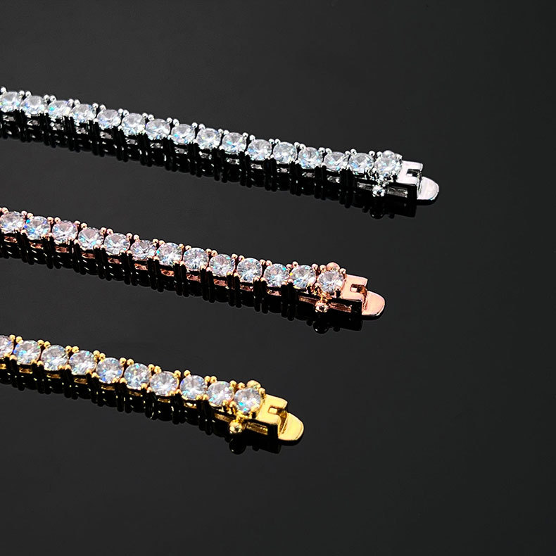 Tennis Bracelet Women Diamond 5mm Bracelet Full Diamond Zircon 18K Real Gold Bracelet Luxury Wedding Jewelry