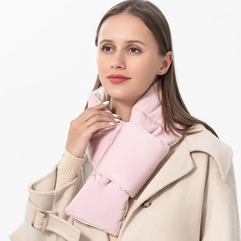 Winter Scarf for Women Feather Velvet Scarf Warm Down-Cotton Shawl Wraps Collar Neck-Cross Fashion Neck Warmer 241009