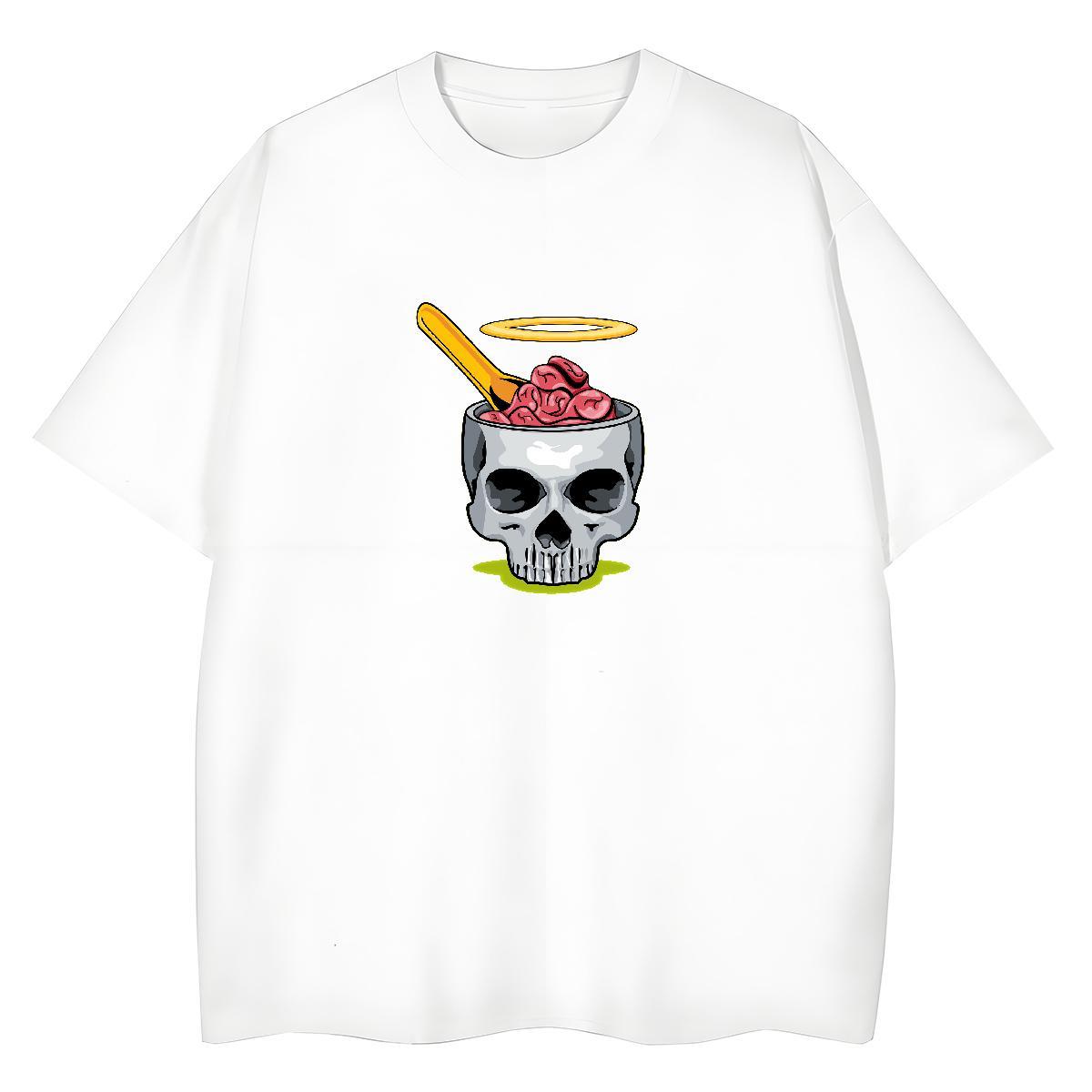 TOP Quality Womens T Shirts 230g 100% Cotton Short Sleeve O-Neck Casual Daily Wear skull Unisex Tshirts Lady DIY Printed Tees Shirts