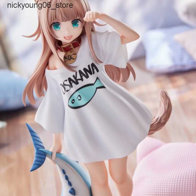 Action Toy Figures 19CM Anime Figure My Cat Is A Cute Girl Sexy White Shirt Standing Good Morning Model Doll PVC Gift Collection Action Toy L240910