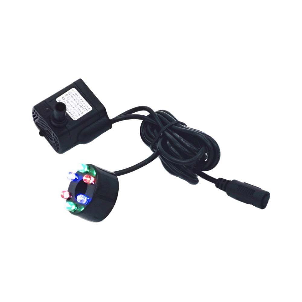 DC5.5-12V 3W Colourful light DC pump 6 perforated waterproof LED lights with suction cup pump Fish Pond Fish Tank Aquarium