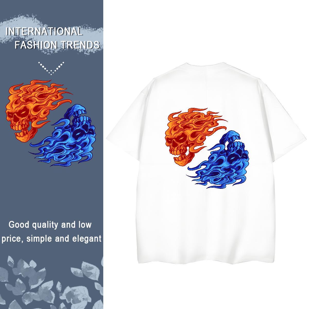 New Arrival T Shirts Women 230g Pure Cotton Breathable Short Sleeve Casual Daily Wear skull Lady T shirt Wholesale Cartoon Printing L-4XL Tee Shirt