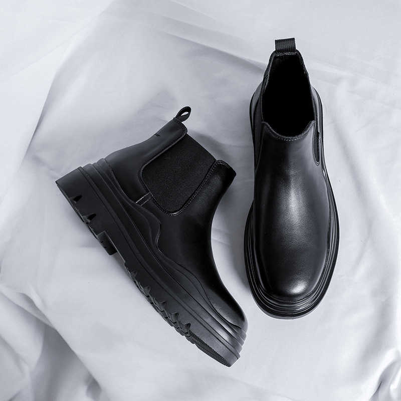 Martin Boot Trendy British Style Chelsea Mens Boots Spring Chimney Boots Mid Top Green Bottom Martin Boots Fashion Boots 240927