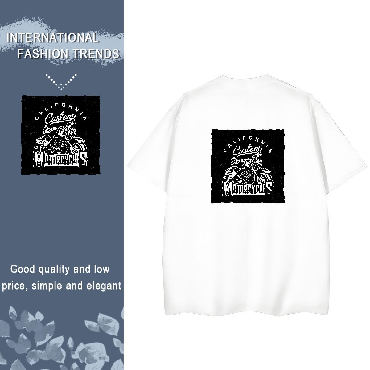 2024 DIY T Shirt For Woman 230g 100% Cotton Short Sleeve O-Neck Daily Wear Motorcycle Tshirt for Man Woman Loose fit Skull Tops Shirt