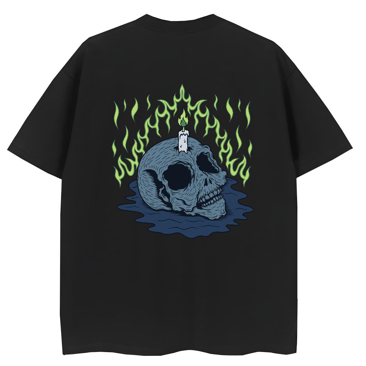 2024 DIY T-Shirts 230g Pure Cotton Breathable High Street Hip Hop skull Couples T Shirts Unisex Cartoon Print Clothings