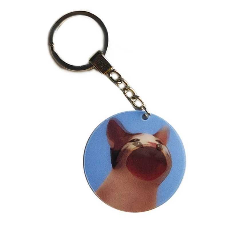 Dynamic vibrating mouth cat acrylic keychain cute cartoon animal keychain bag pendant personalized holographic keychain fashion Y241014