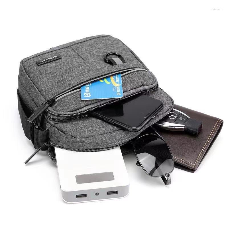 3 Bag Multi-pocket Backpack Waterproof Nylon Cloth Shoulder Messenger Casual Unisex Mobile Phone Small Satchel 4