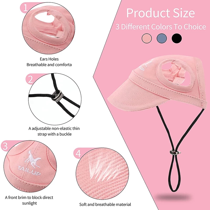 Dog Cap Adjustable Puppy Baseball Hat with Ear Holes Outdoor Sports Pet Sunhat Chihuahua French Bulldog Visor Hat Pet Supplies