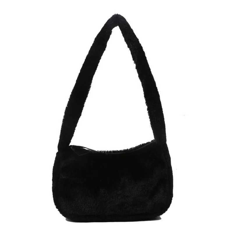 Fashionable new plush fluffy shoulder cross body handbag retro womens solid color bottom bag portable square travel street wallet M241014
