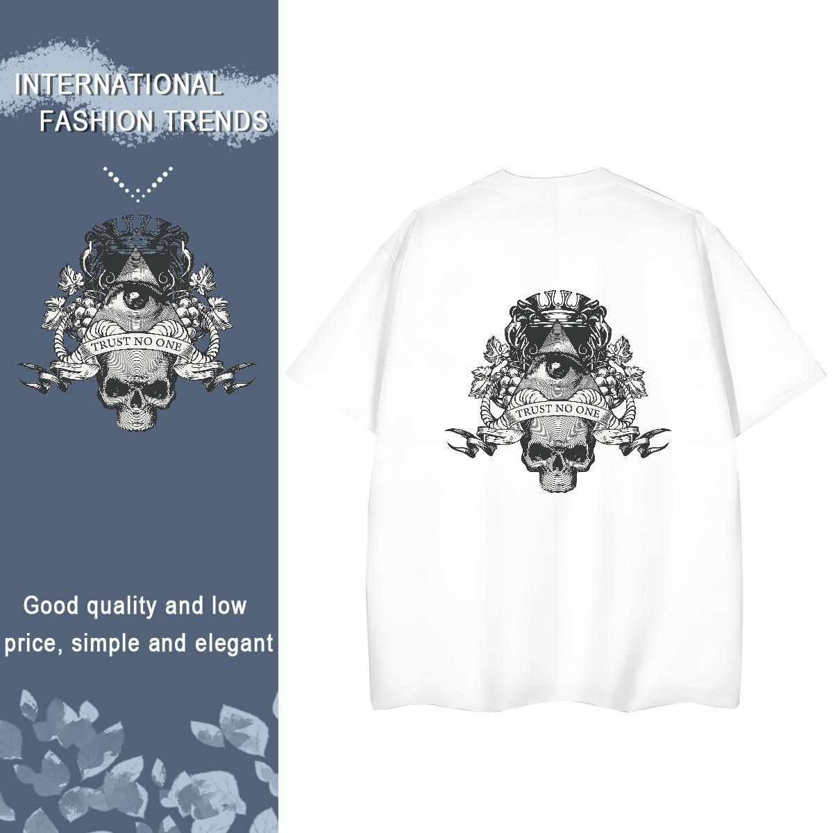 Fashion T-Shirts for Women 230g Pure Cotton Crew Neck Sports Casual skull Women Tees 5A DIY Anime Tops