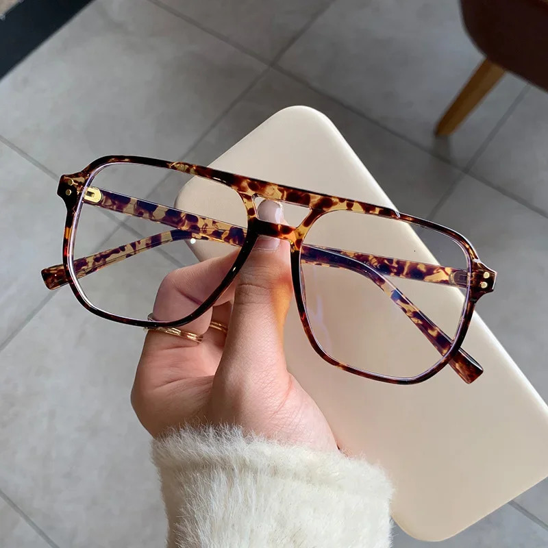 Optical Square Double Bridge Glasses Frame for Women Men Fashion Anti Blue Light TR90 Transparent Computer 241014