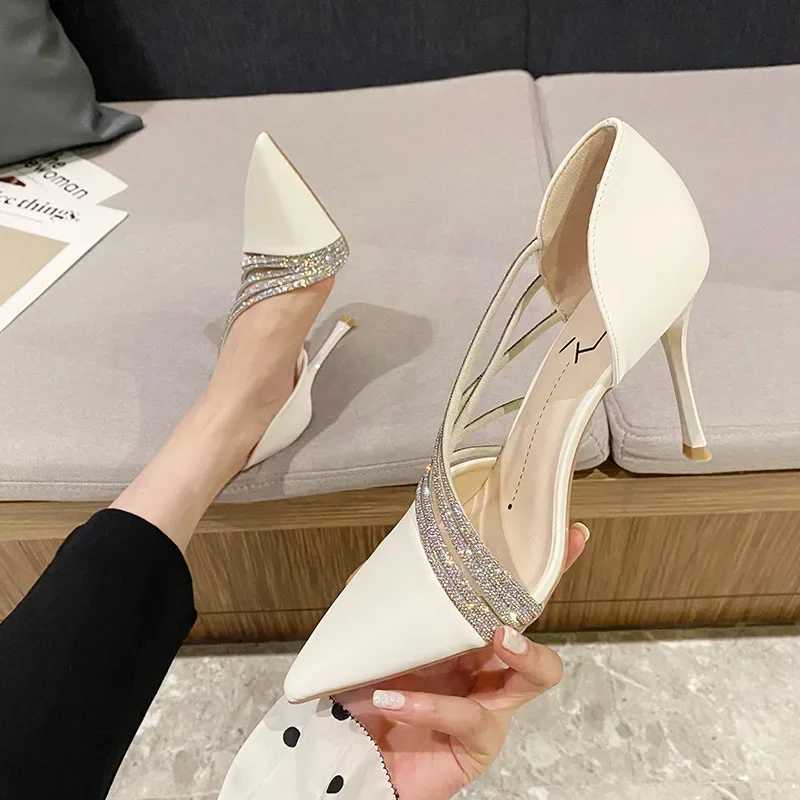 Pointed Toe Pumps Women Sexy Crystal Party Stiletto High Heels Wedding Suede Lady Heels Trendy Designer Office Work Woman ShoesLX241014