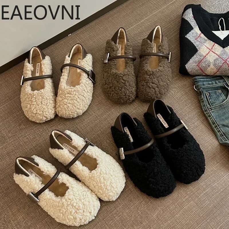 Spring Women Warm Cotton Flat Fashion Round Toe Shallow Slip On Ladies Ballerinas Soft Casual Outdoor Laofer Shoes free shipping shoes