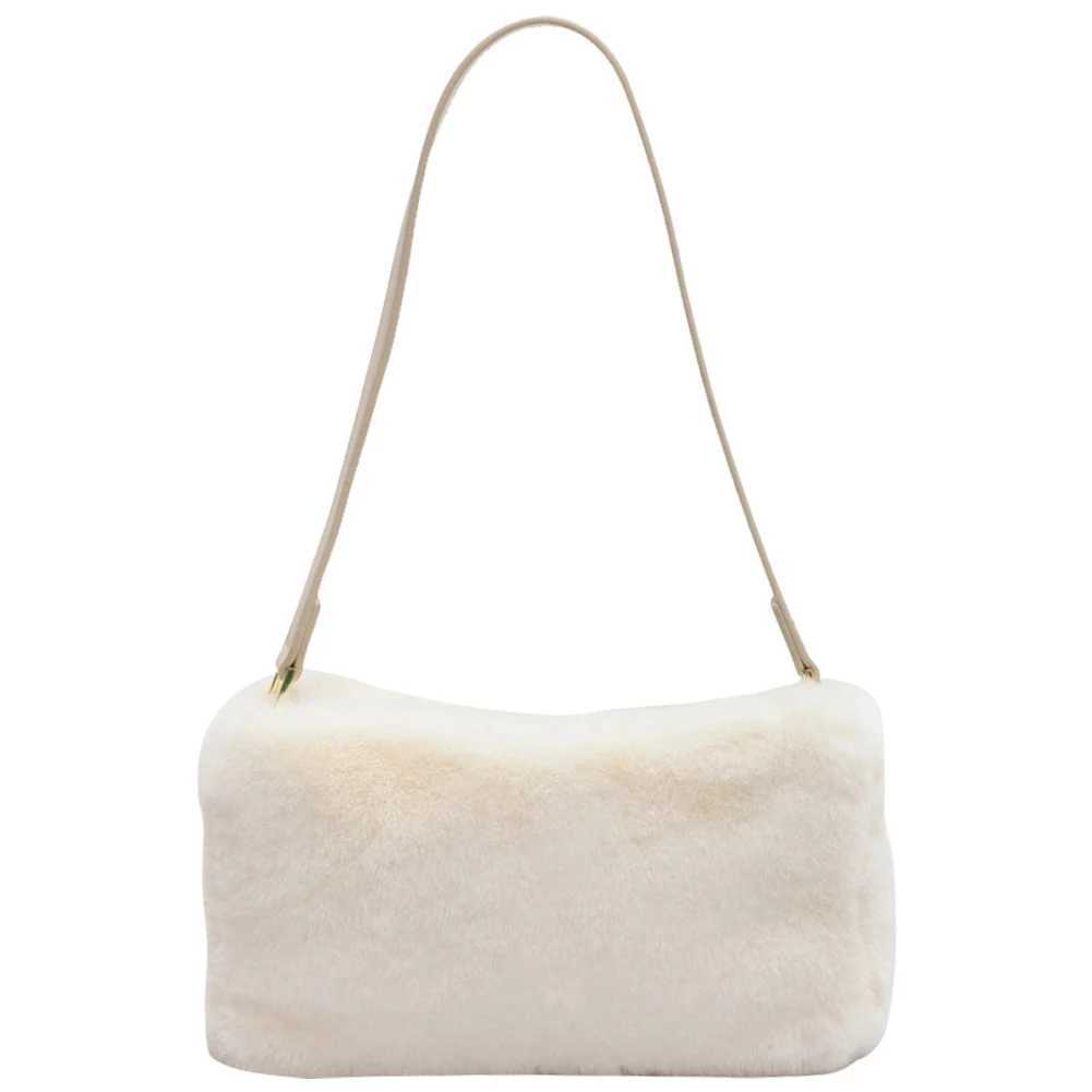 Ladies Plush Shoulder Bag Fluffy Underarm Solid Color Small Square Handbag for Work Travel 241014