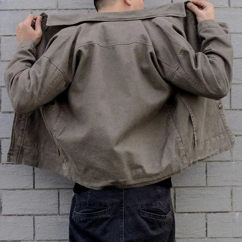 Mens Denim Jacket Black Solid Color Male Jean Coats Autumn Fashion G Loose Low Cost Winter Outerwear Fast Delvery Large Size L 241011