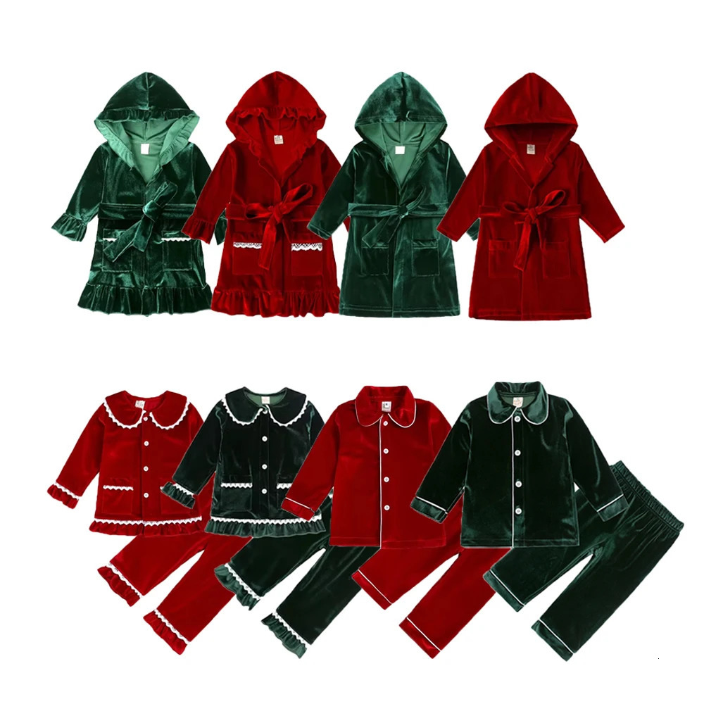 Boy Girls Pajamas Custom Personaliz Velvet Christmas Baby Pajamas Set Long Sleeve Children TopsPants Pjs Sleepwear 241014
