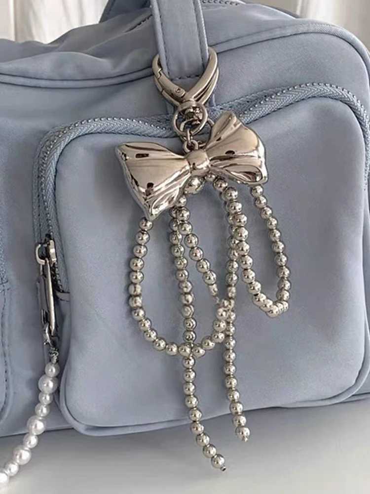 Cute Bow Pearl Bag Panda Chain Y2K Bow Charm Keychain Pendant Decorative Wallet Handbag Pendant Accessories Y241014