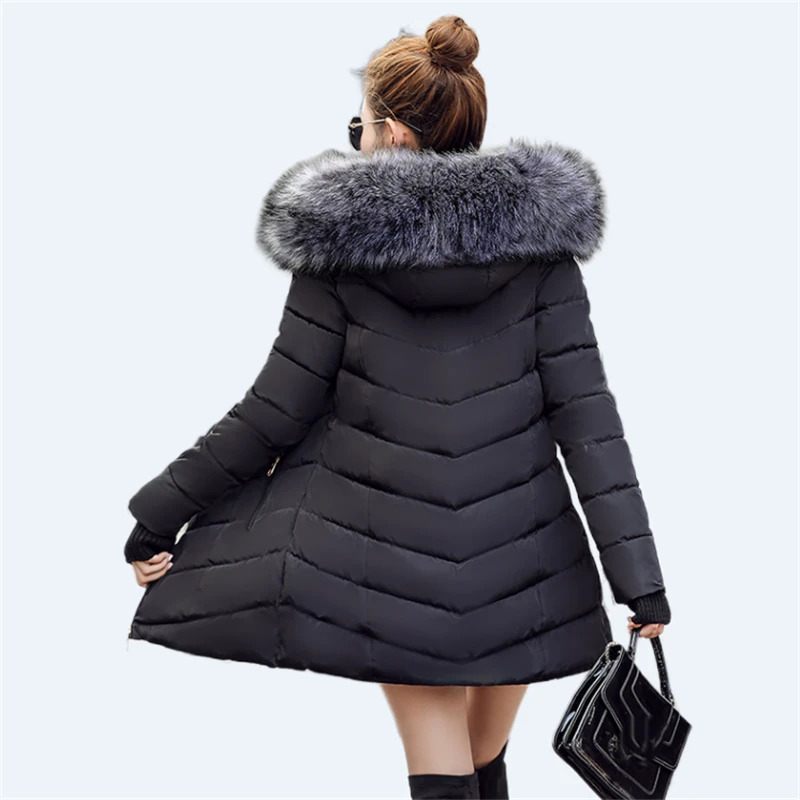 Womens down jacket Casual Cotton winter Long Parkas Removable fur collar removable hat and gloves Warm female Coat 241011 - view 5